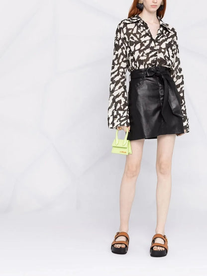 A-Line Belted Mini Skirt