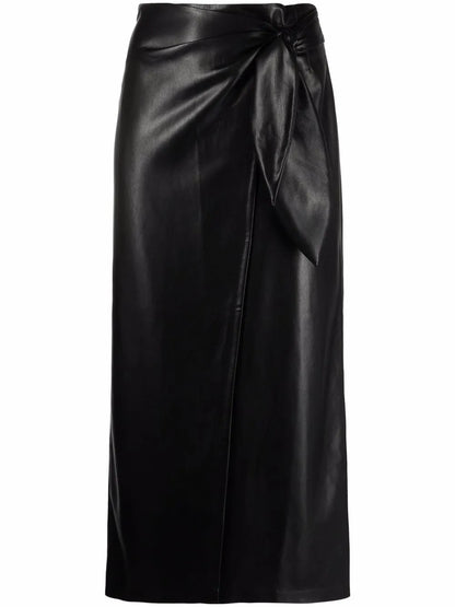 Vegan-Leather Wrap Skirt