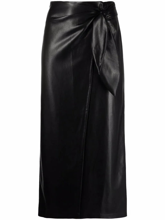 Vegan-Leather Wrap Skirt