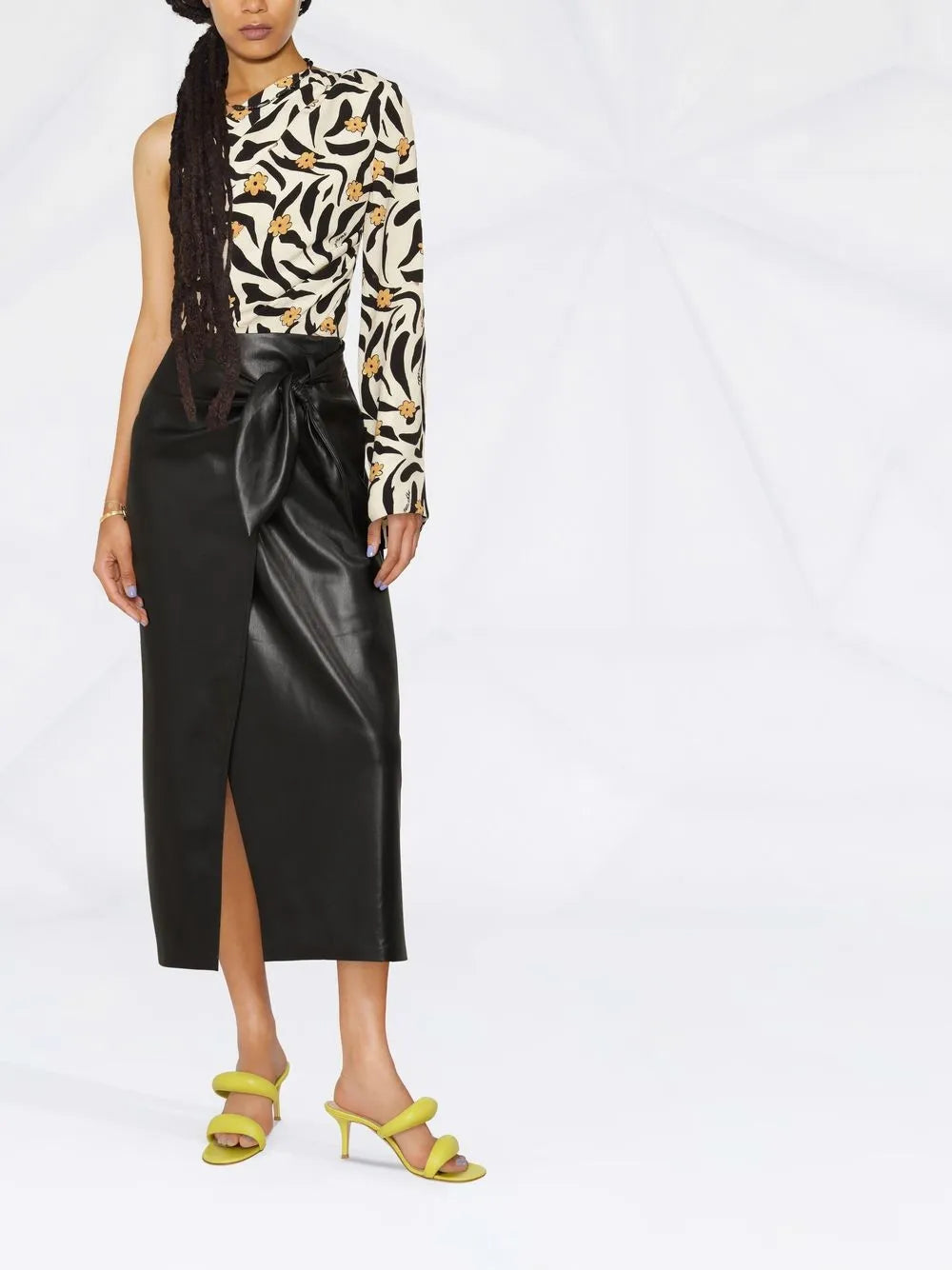 Vegan-Leather Wrap Skirt