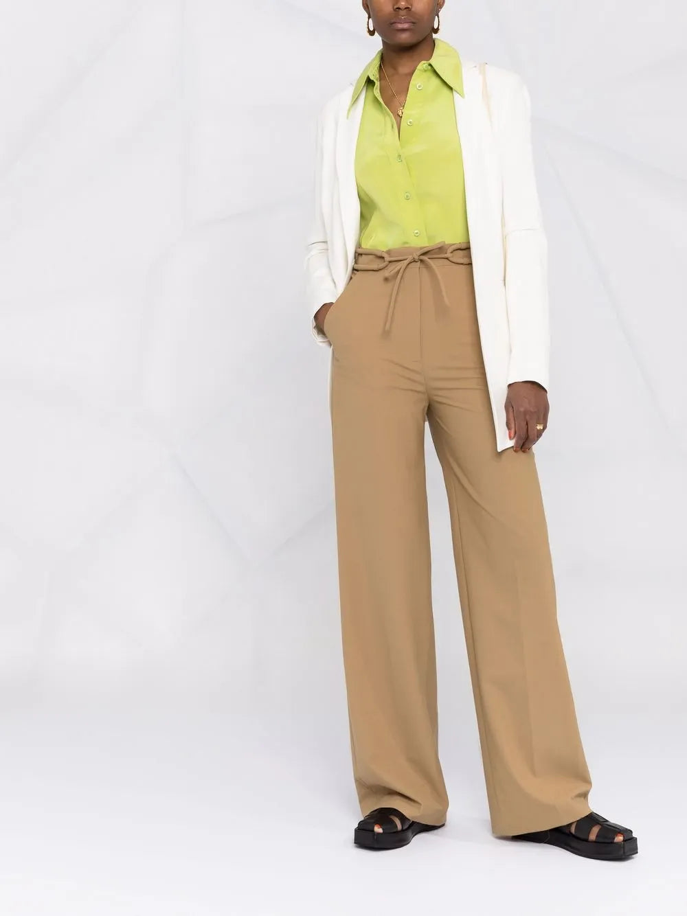 Tie-Waist Wide-Leg Trousers