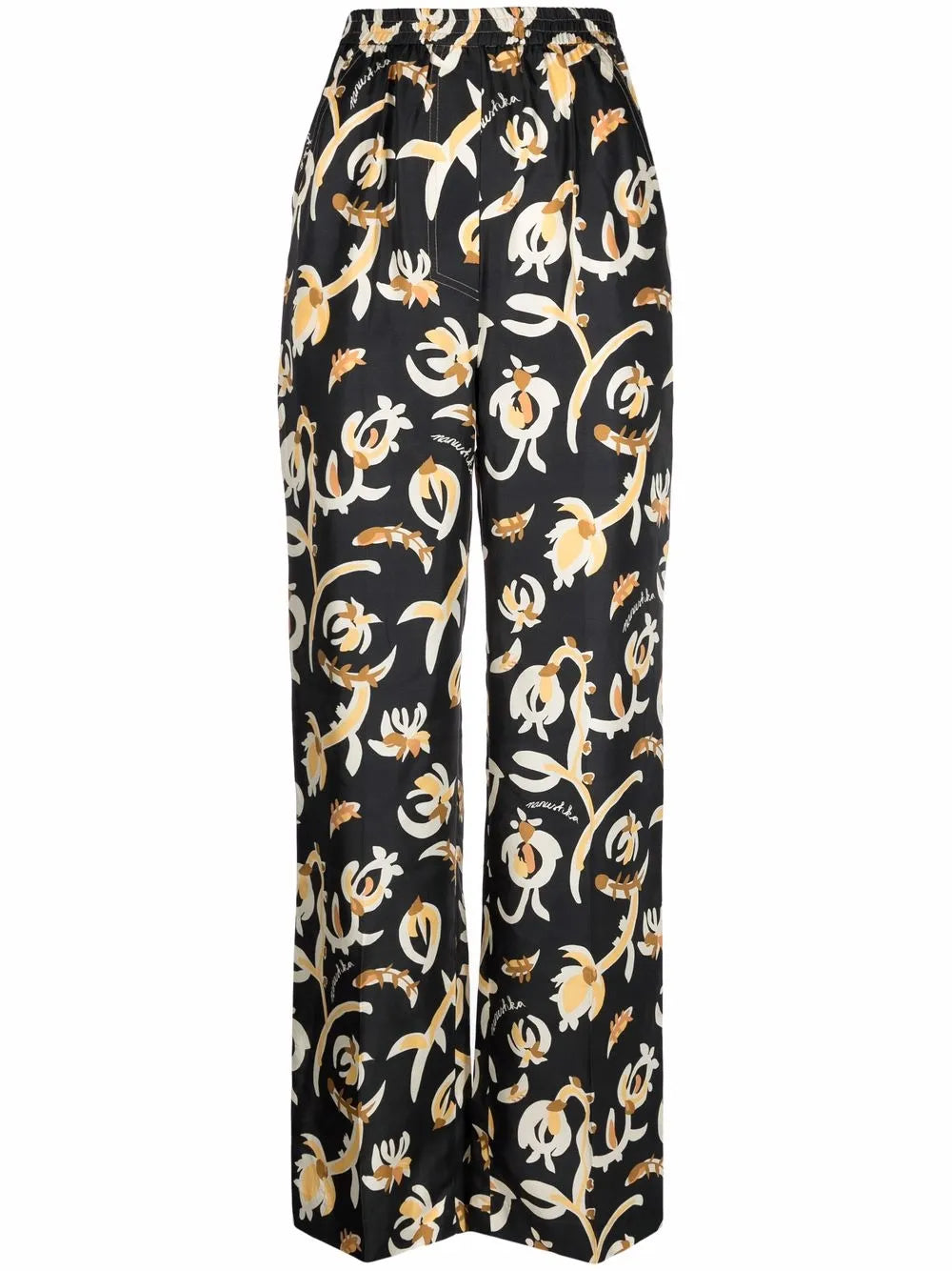 Graphic Floral-Print Elasticated-Waist Trousers
