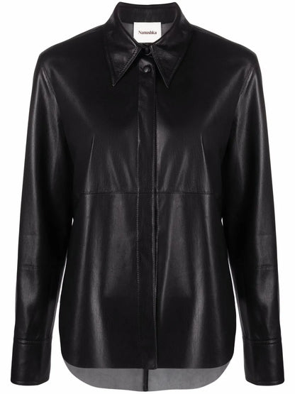Vegan-Leather Long-Sleeve Shirt