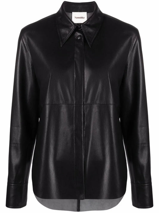 Vegan-Leather Long-Sleeve Shirt