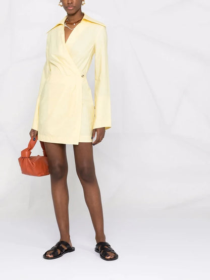 Open-Back Mini Wrap Dress