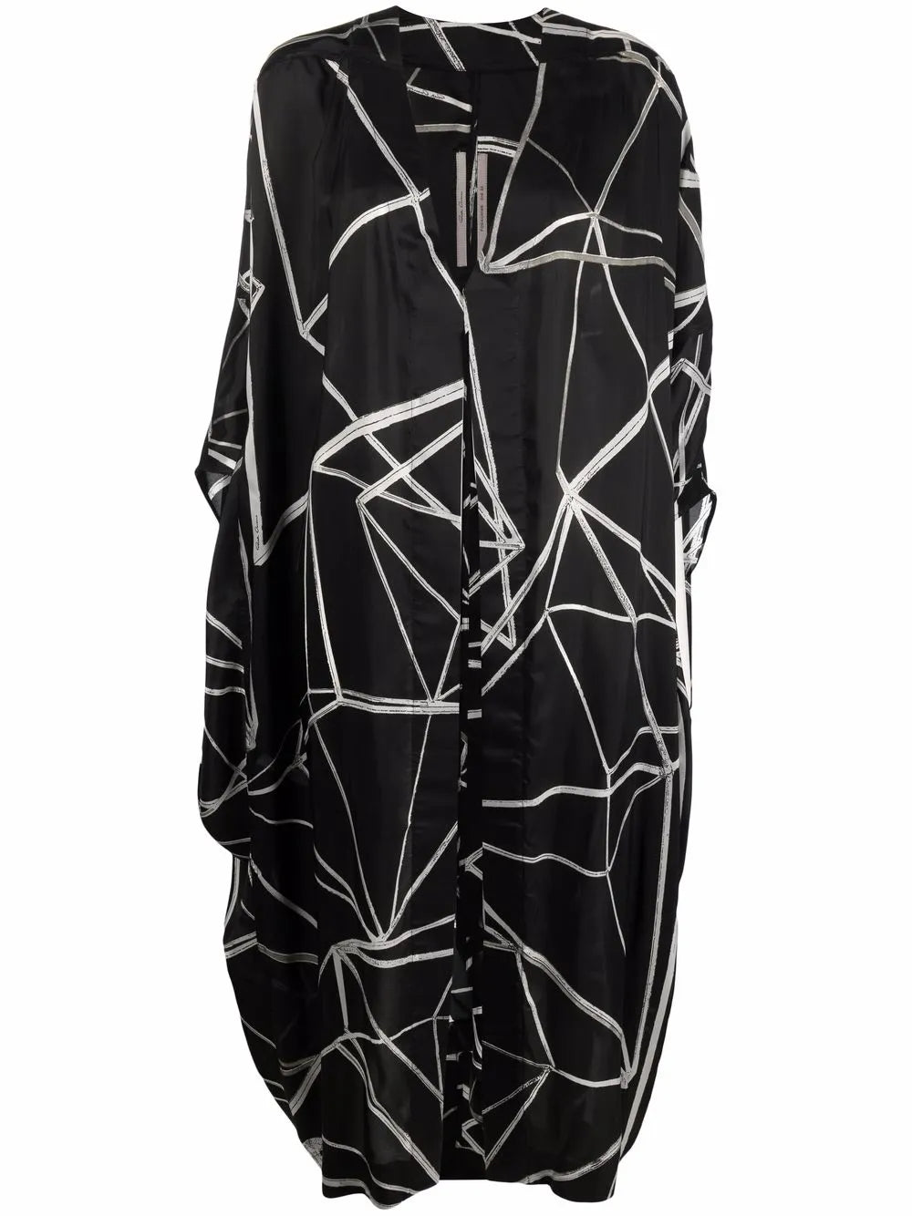 Geometric-Print V-Neck Coat