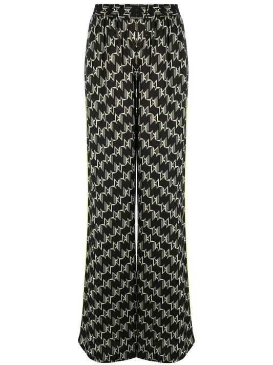 Monogram-Print Wide-Leg Trousers