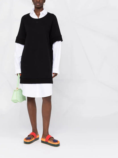 Layered Shirt Sweatshirt Dress