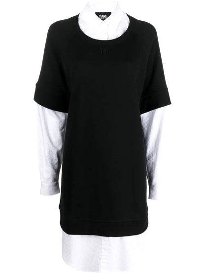 Layered Shirt Sweatshirt Dress
