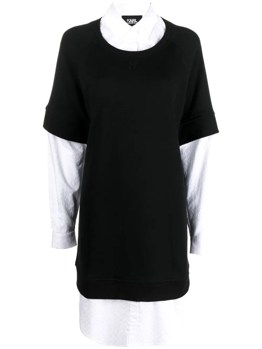 Layered Shirt Sweatshirt Dress