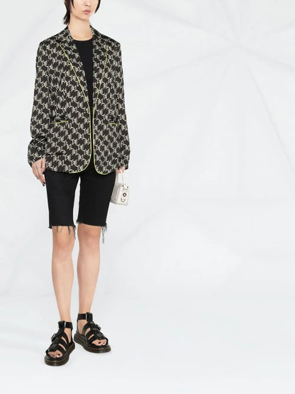 Logo-Print Trimmed Blazer