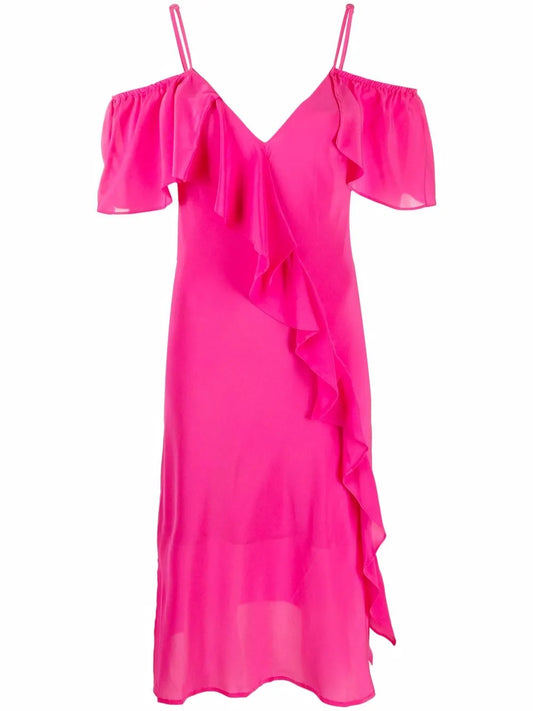 Ruffle-Detail V-Neck Dress