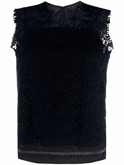 Lace-Panel Sleeveless Top