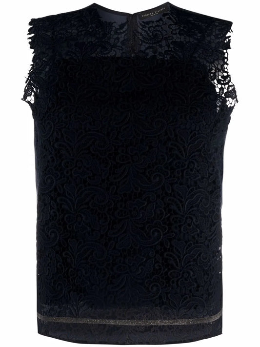 Lace-Panel Sleeveless Top