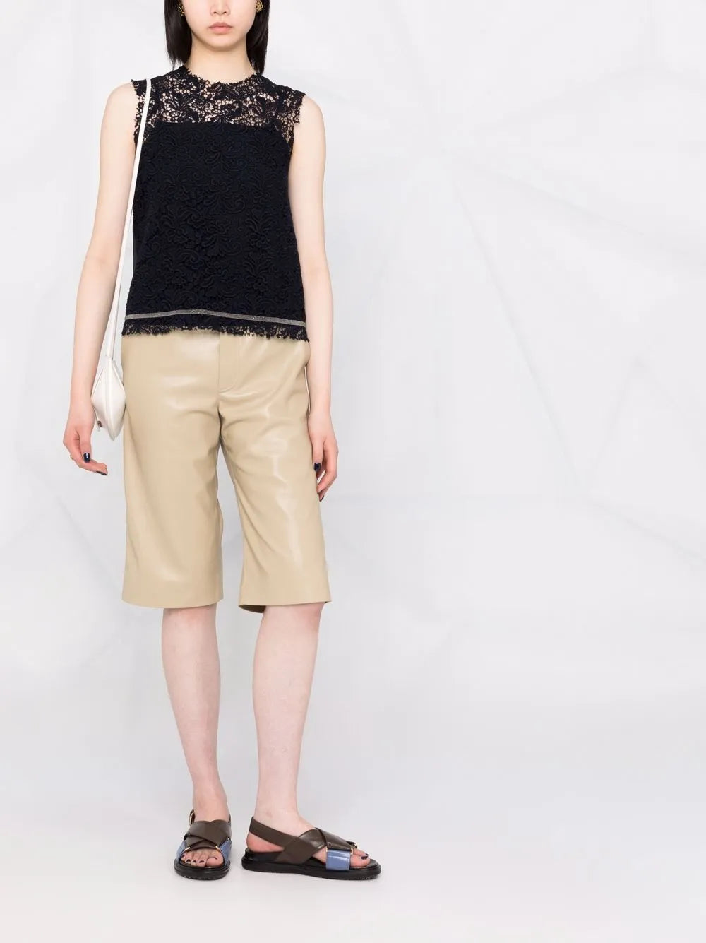 Lace-Panel Sleeveless Top