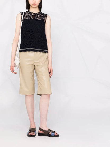 Lace-Panel Sleeveless Top