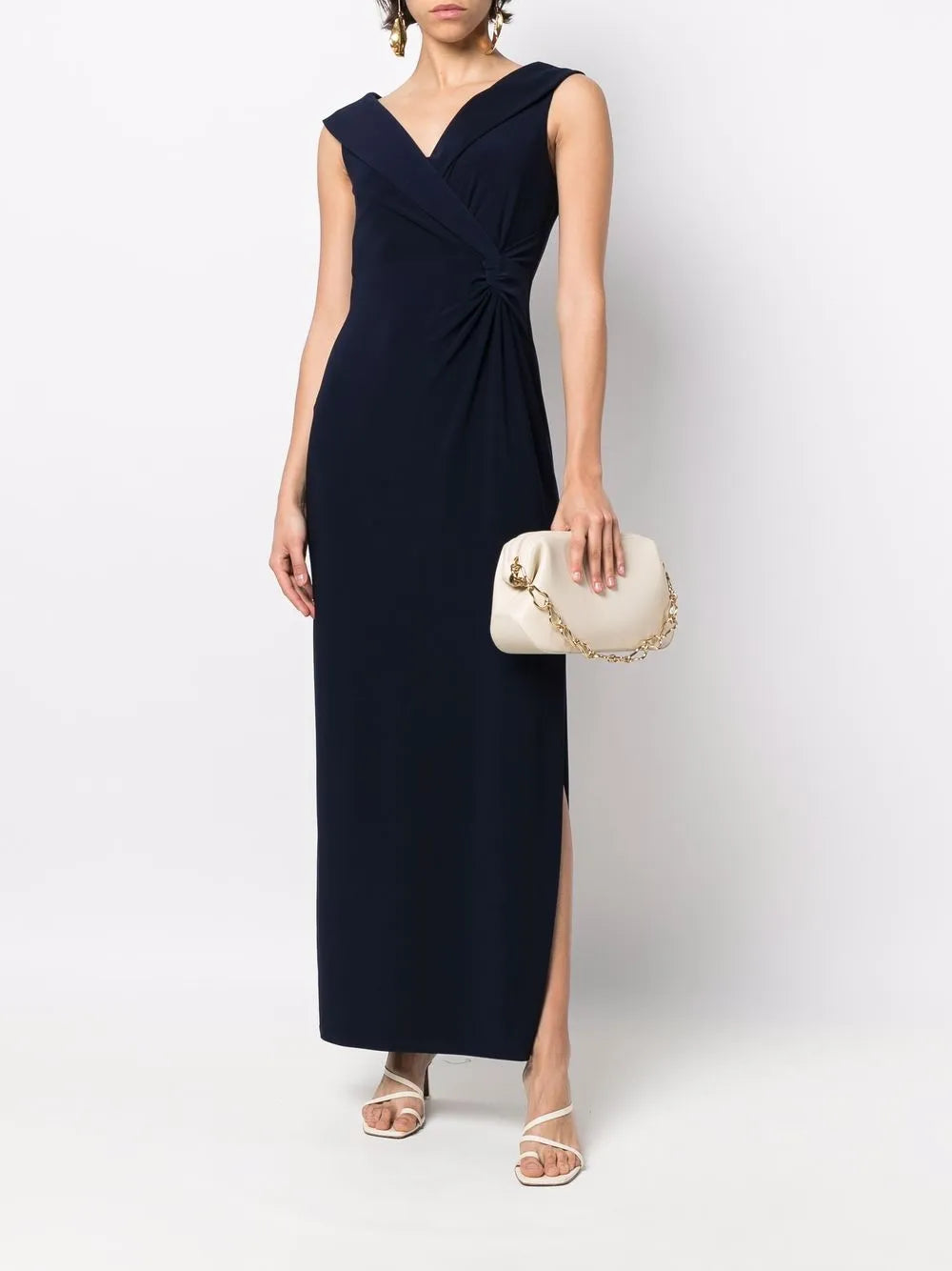 Sleeveless Pinched-Waist Maxi Dress