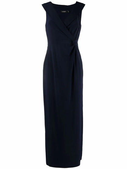 Sleeveless Pinched-Waist Maxi Dress
