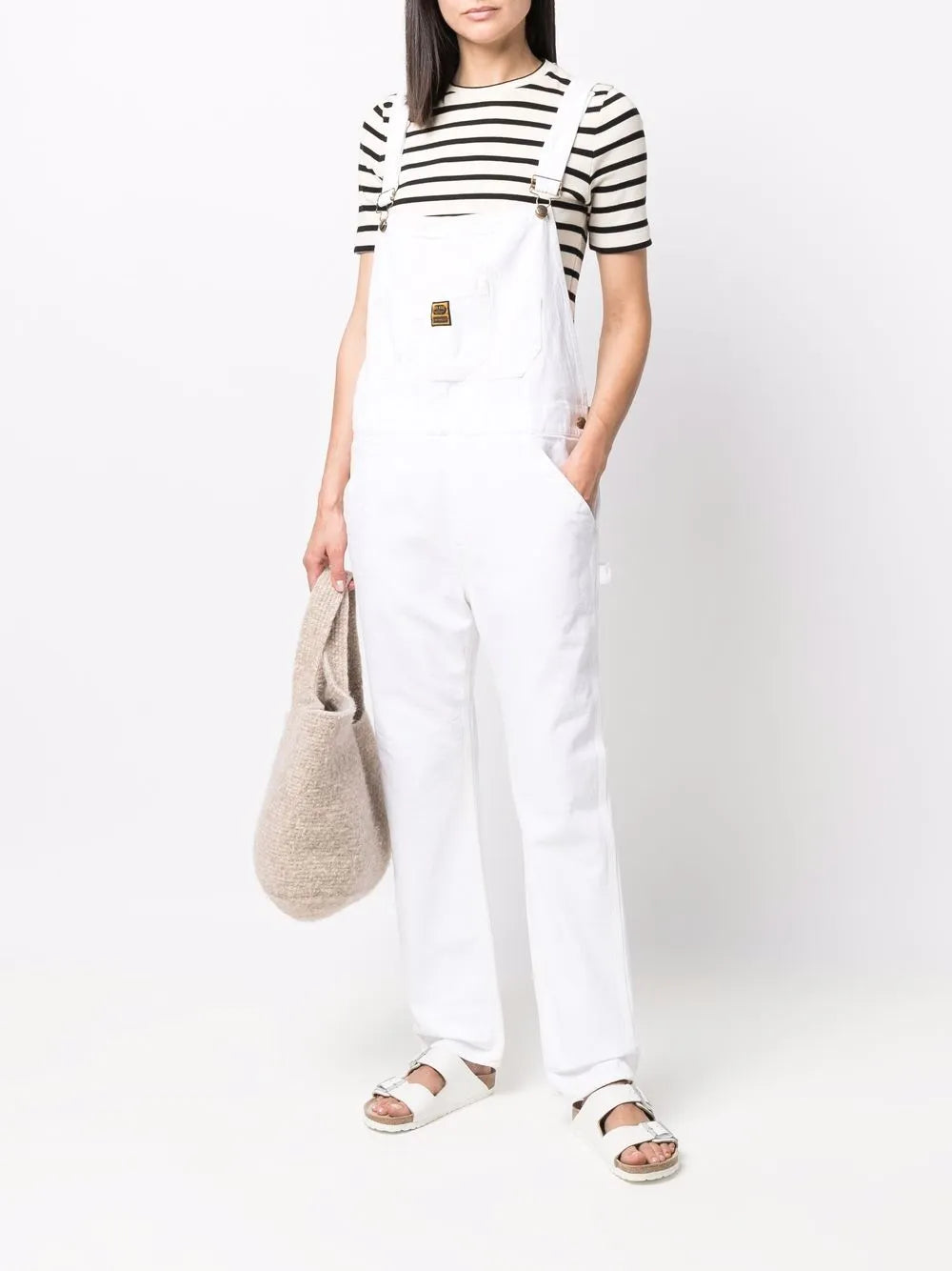 Organic-Cotton Logo-Patch Dungarees