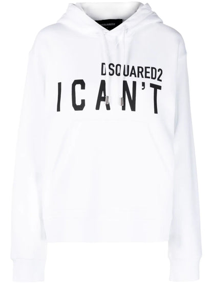 Slogan-Print Pullover Hoodie