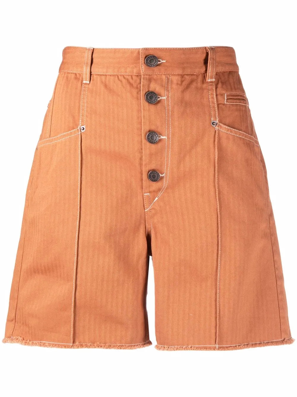 Button-Fastening Cotton Shorts
