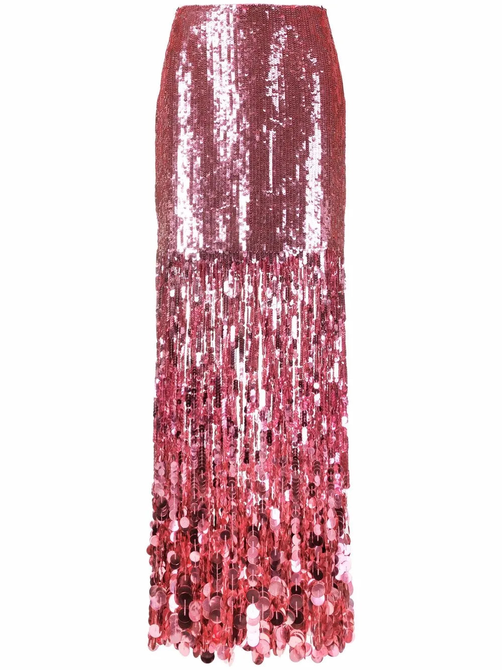 High-Waisted Fringed-Sequin Skirt