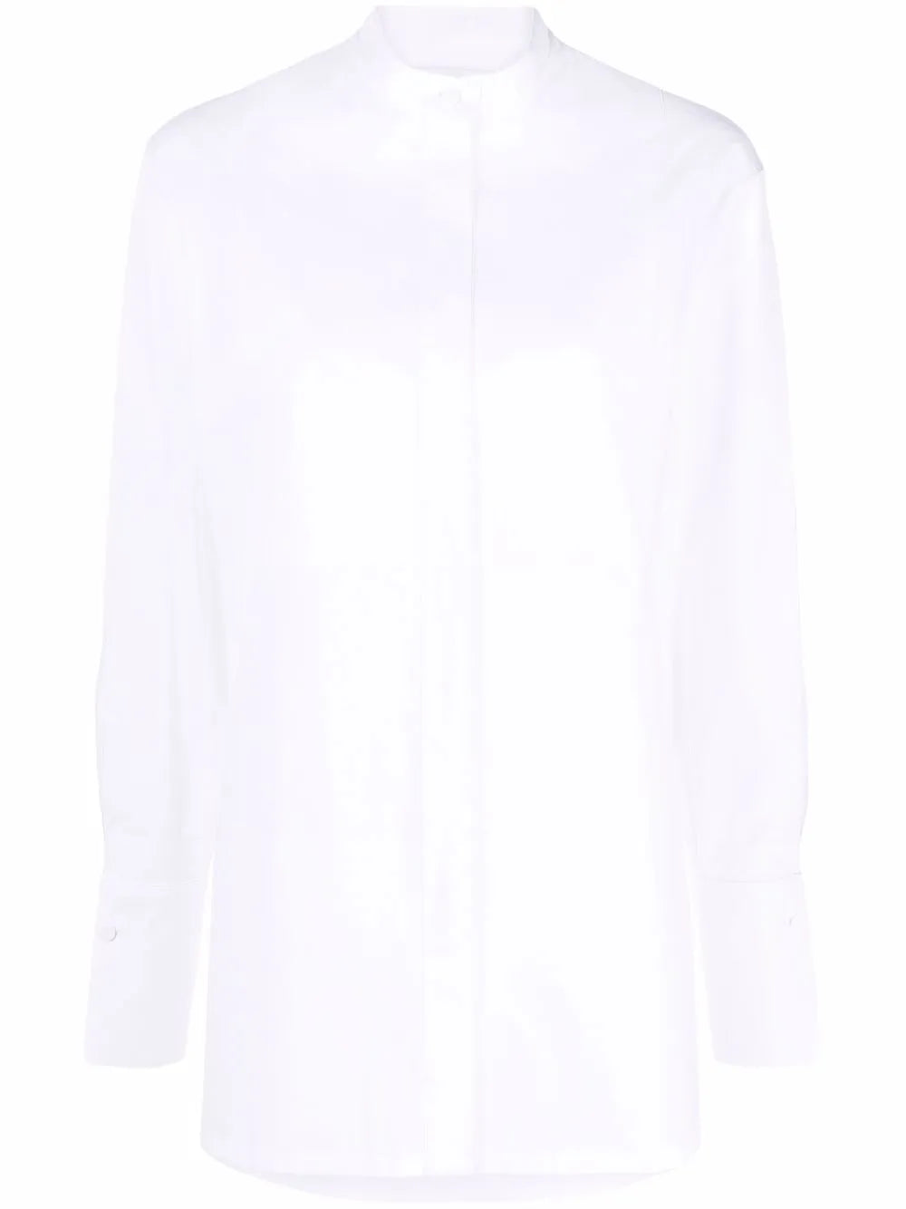 Band-Collar Button-Front Tailored Shirt