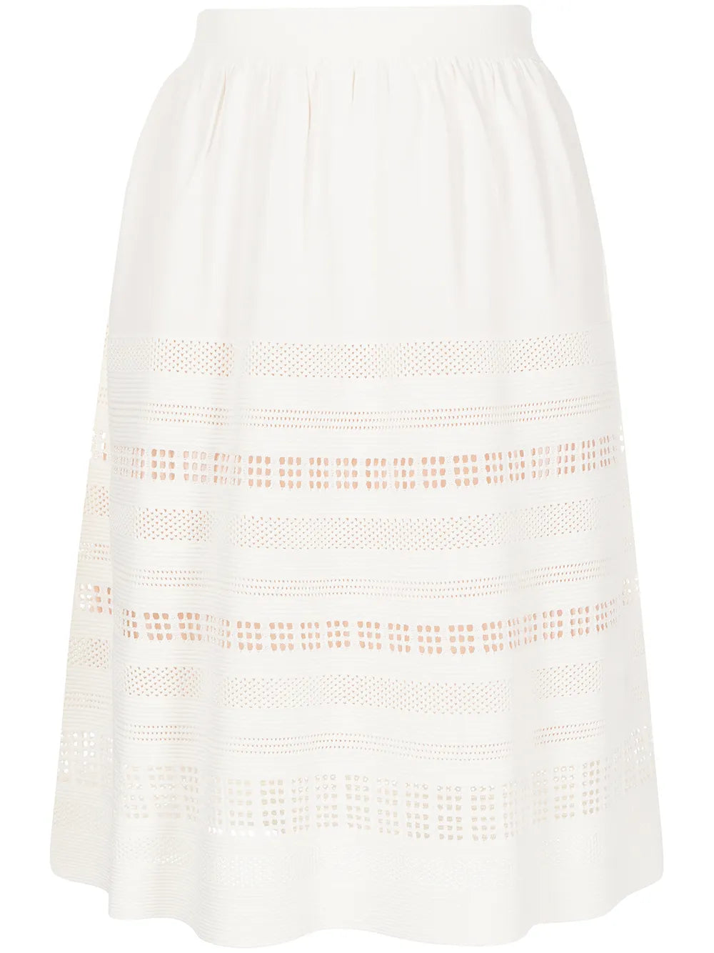 Perforated-Detail Flared Skirt