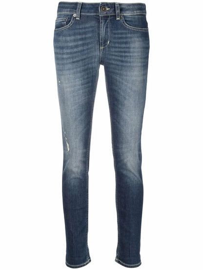 Faded-Finish Cropped Jeans