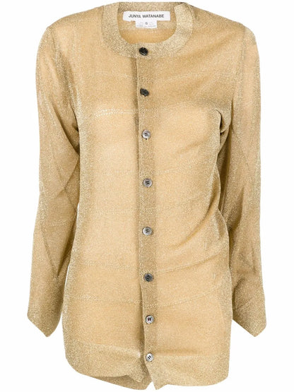 Metallic-Effect Button-Up Cardigan
