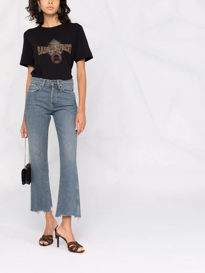 Raw-Hem Straight-Leg Jeans