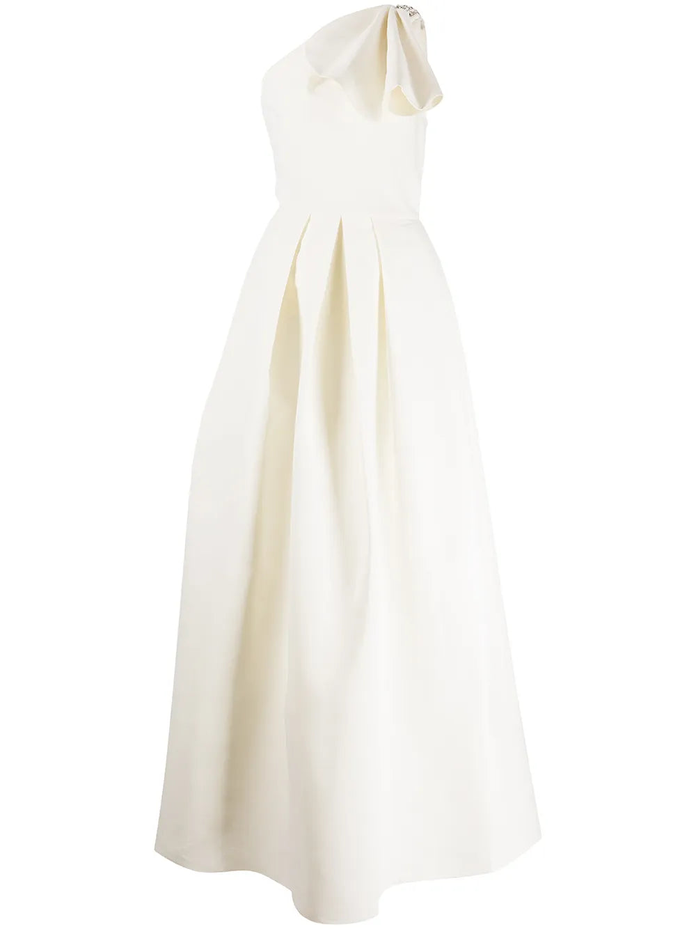 Martina Draped-Detail One-Shoulder Gown