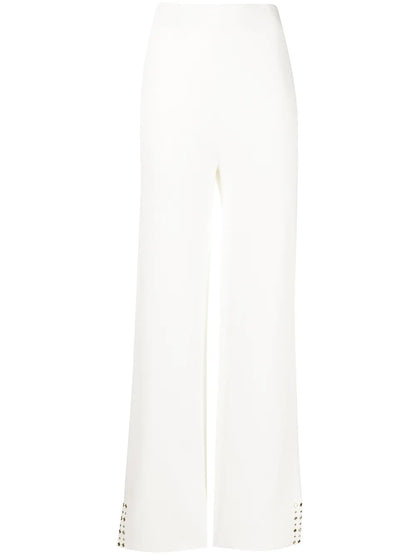 Eyelet-Detail Flared Trousers