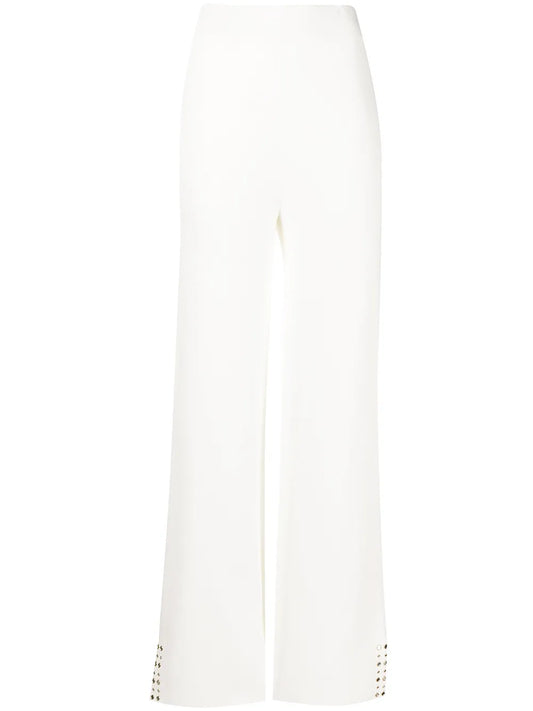 Eyelet-Detail Flared Trousers