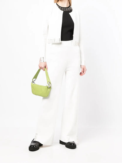 Eyelet-Detail Flared Trousers