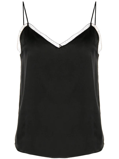 Lace-Trimmed Silk Top