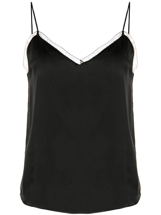 Lace-Trimmed Silk Top