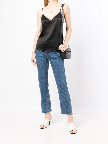 Lace-Trimmed Silk Top