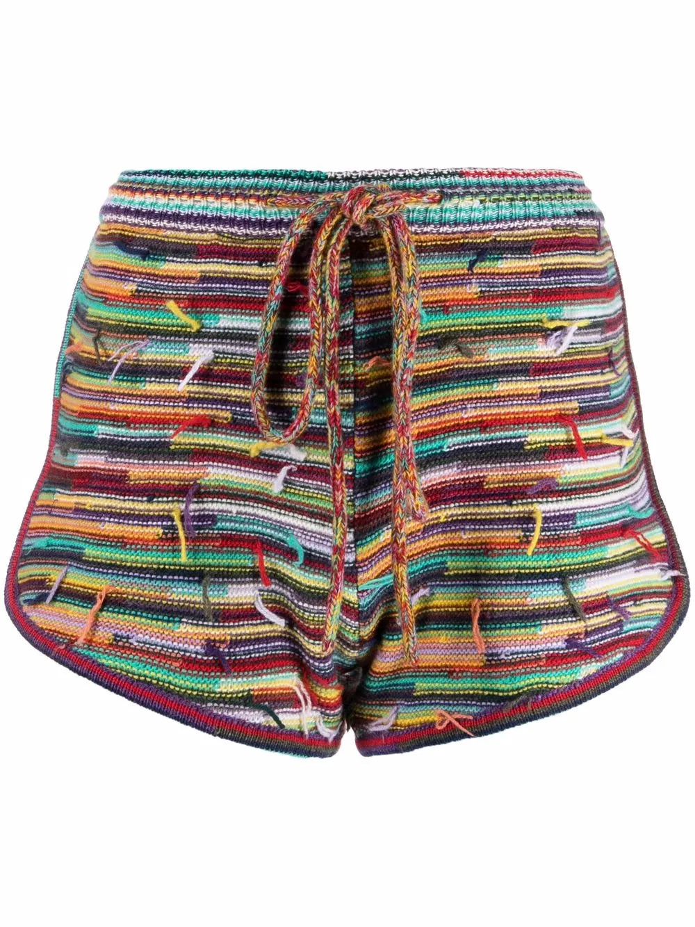Horizontal-Stripe Knitted Shorts