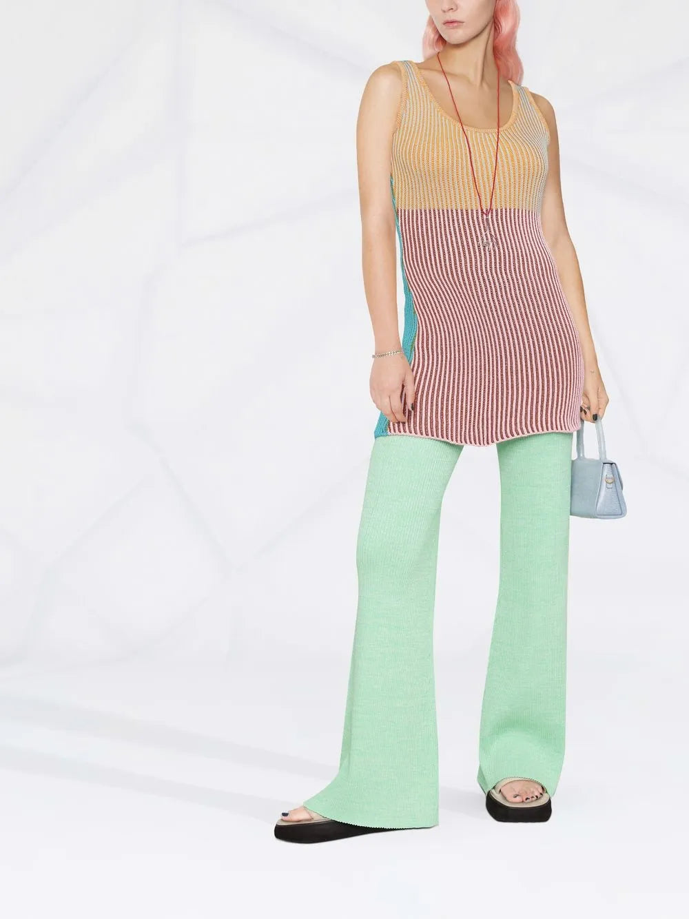 Colour-Block Ribbed Knit Vest