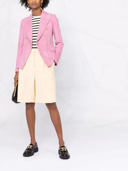 Lizzie Double-Breasted Suede Blazer