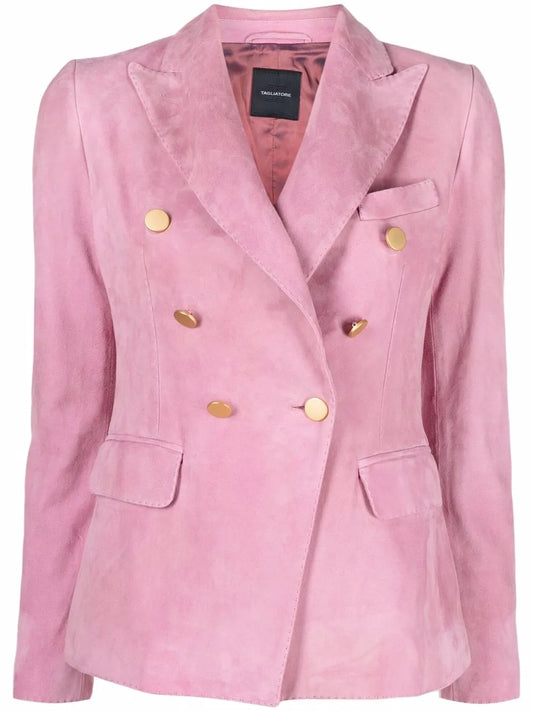 Lizzie Double-Breasted Suede Blazer