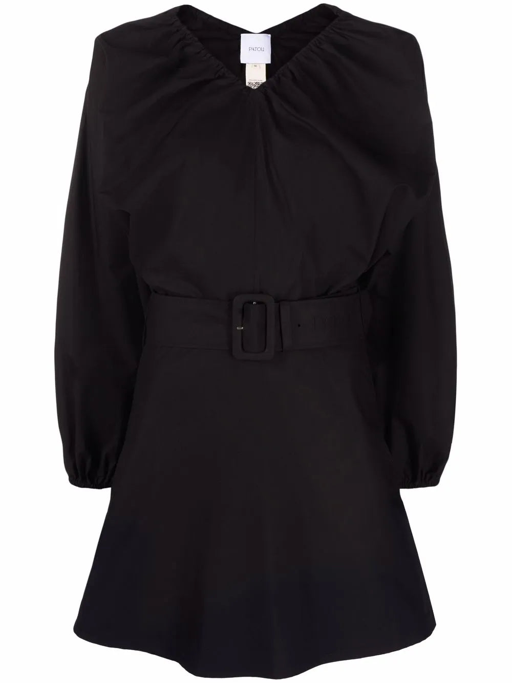Balloon-Sleeve Belted Mini Dress