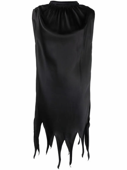 Raw-Hem Satin Dress