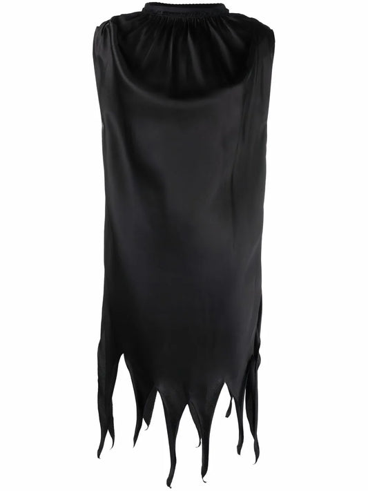 Raw-Hem Satin Dress