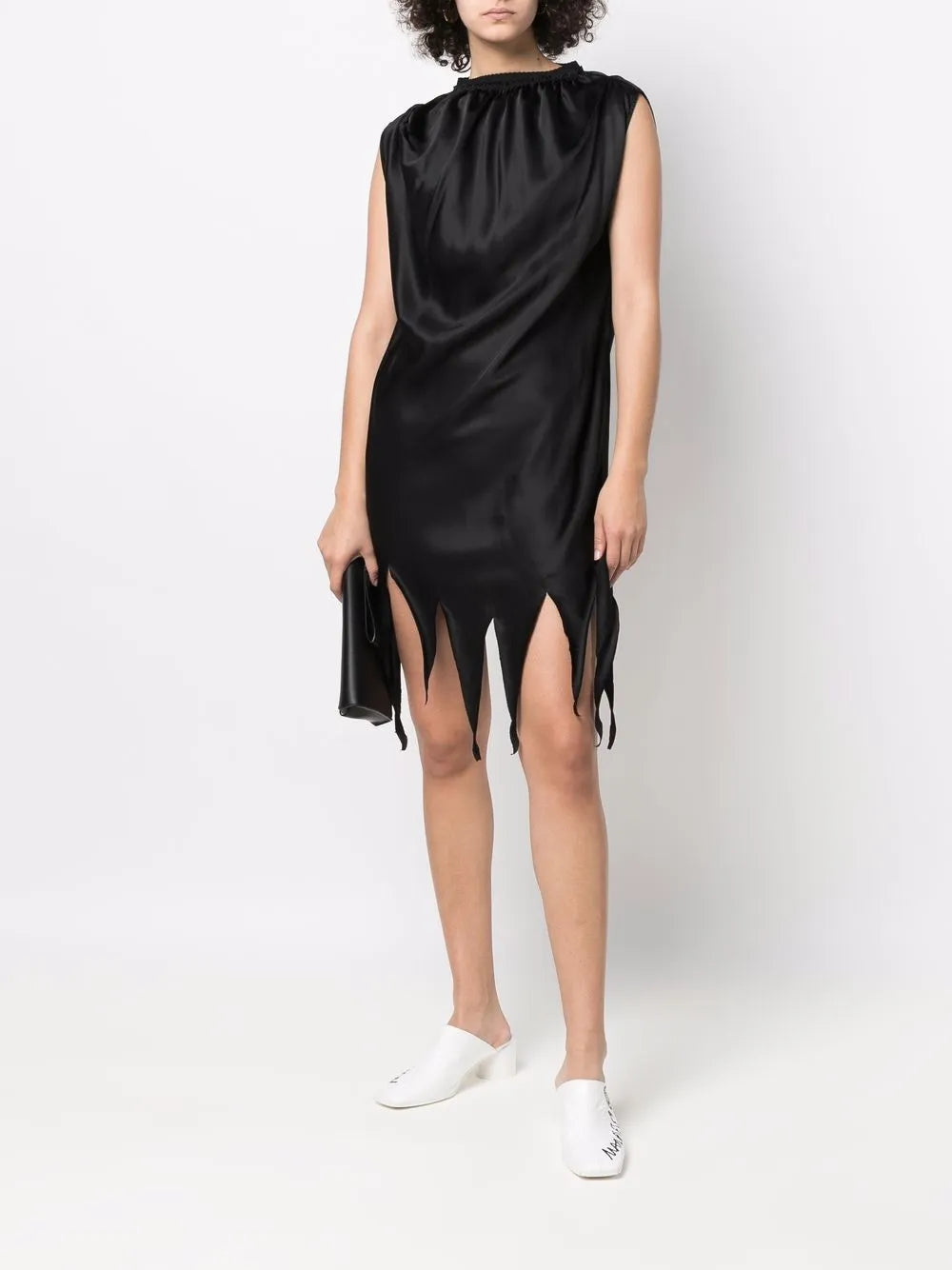 Raw-Hem Satin Dress