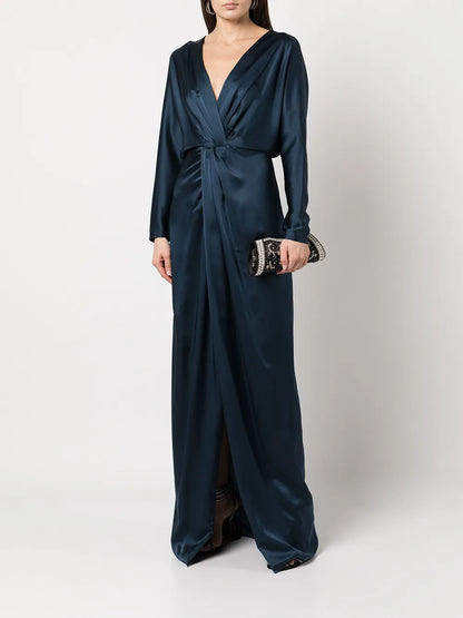 Twist-Detail Silk Gown