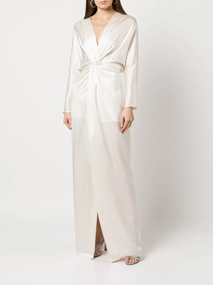 Twist-Detail Silk Gown
