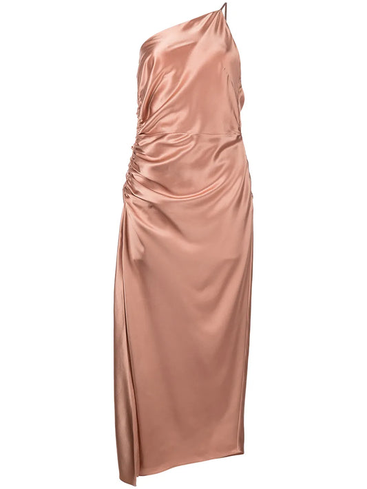 Gathered-Detail Silk Dress