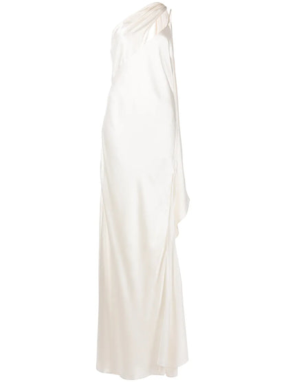 Drape-Panel Silk Gown